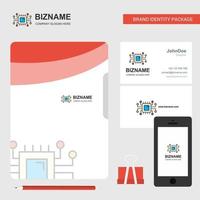 Processor Business Logo File Cover Visiting Card and Mobile App Design Vector Illustration