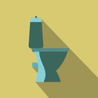 Blue toilet pan a side view, flat design vector