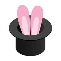 Rabbit in the hat isometric 3d icon vector