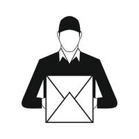 Delivery man holding cardboard box vector