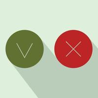 Yes No check marks icon, flat style vector