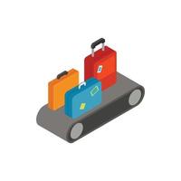 Luggage on conveyor isometric 3d icon vector