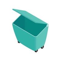 Green garbage container icon, isometric 3d style vector