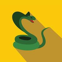 Green snake icon, flat style vector