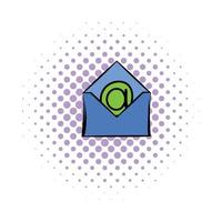 Open envelope with e-mail sign icon, comics style vector