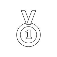 icono de línea de medalla de 1er lugar vector