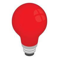 Light red bulb icon, isometric 3d style vector