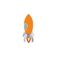 Orange rocket with two portholes icon vector