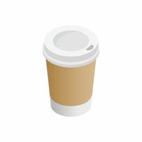 Paper cup of coffee icon, isometric 3d style vector