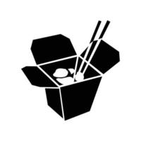 Chinese noodle in box icon, simple style vector