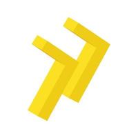 Yellow rewind button isometric 3d icon vector