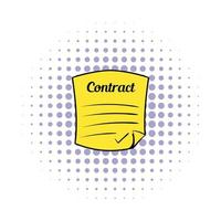 Business contract icon, comics style vector