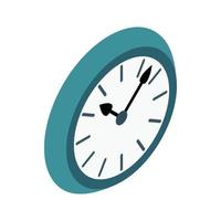 Wall clock with blue rim icon, isometric 3d style vector