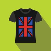 camiseta con el icono de la bandera británica, estilo plano vector