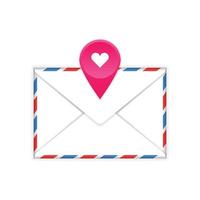 Envelope with heart mark flat icon vector