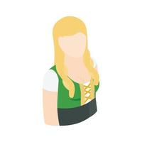 Woman wearing a traditional Bavarian dress icon vector