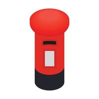 London red mail box icon, isometric 3d style vector