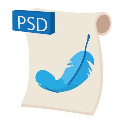Psd file icon, cartoon style