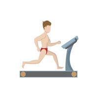 Naked muscle man running on a treadmil icon vector