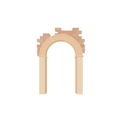 Brick semicircular arch icon, cartoon style