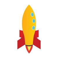 Orange rocket icon, isometric 3d style vector