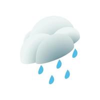 Cloud with rain drop icon, isometric 3d style vector