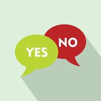 Yes No bubbles icon, flat style vector