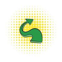 Green wavy arrow icon, comics style vector