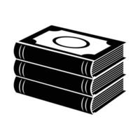 Horizontal stack of three books black simple icon vector