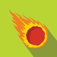 Falling meteor with long tail icon, flat style vector