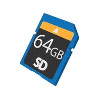 Memory SD card icon, cartoon style vector