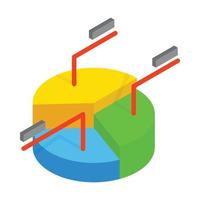 Business pie chart icon, isometric 3d style vector