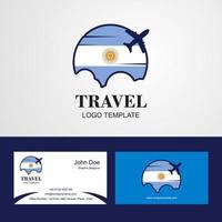 logotipo de la bandera argentina de viaje y diseño de tarjeta de visita vector