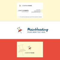 Beautiful Paper pin Logo and business card vertical Design Vector