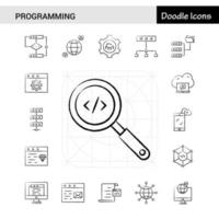 Set of 17 Programming handdrawn icon set vector