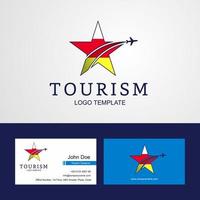 viaje bandera de osetia del sur logotipo de estrella creativa y diseño de tarjeta de visita vector