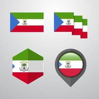 Equatorial Guinea flag design set vector