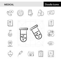 Set of 17 Medical handdrawn icon set vector