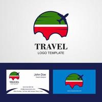 logotipo de la bandera de tatarstán de viaje y diseño de tarjeta de visita vector