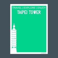 torre de taipei taiwán monumento hito folleto estilo plano y vector de tipografía