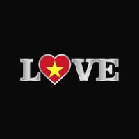 tipografía de amor con vector de diseño de bandera de vietnam