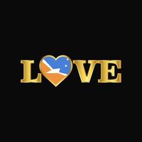 Golden Love typography Tierra del Fuego province Argentina flag design vector