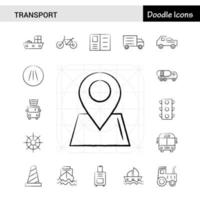 Set of 17 Transport handdrawn icon set vector