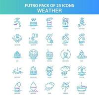 25 Green and Blue Futuro Weather Icon Pack vector