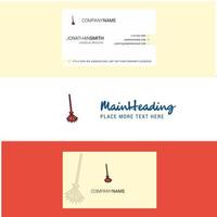 Beautiful Broom Logo and business card vertical Design Vector