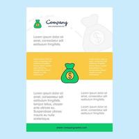 Template layout for Money bag comany profile annual report presentations leaflet Brochure Vector Background