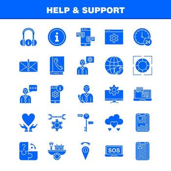 Help And Support Solid Glyph Icon for Web Print and Mobile UXUI Kit Such as Setting Gear Seo Mobile Information Setting Seo Board Pictogram Pack Vector
