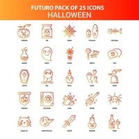 naranja futuro 25 conjunto de iconos de halloween vector