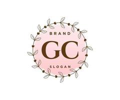 Initial GC feminine logo. Usable for Nature, Salon, Spa, Cosmetic and Beauty Logos. Flat Vector Logo Design Template Element.