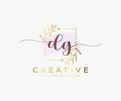 Initial DG feminine logo. Usable for Nature, Salon, Spa, Cosmetic and Beauty Logos. Flat Vector Logo Design Template Element.